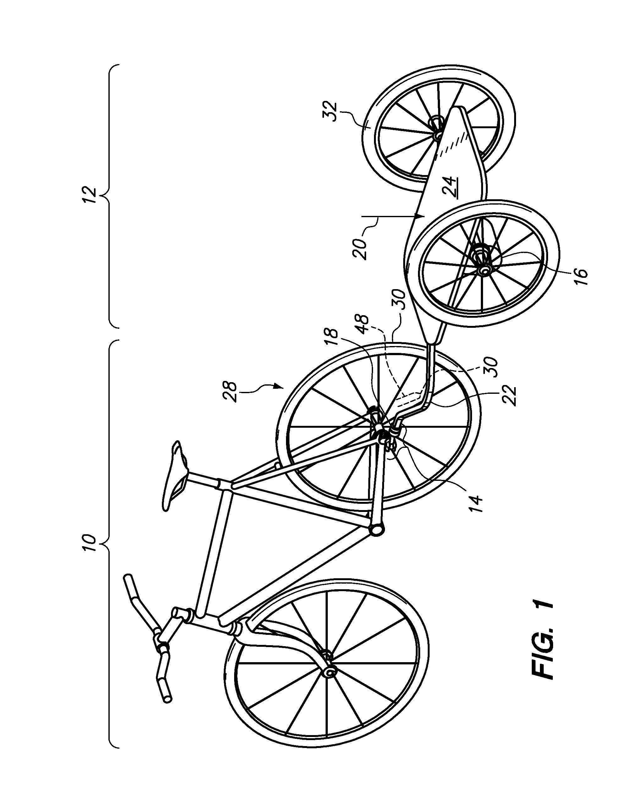 Motor Powered Bicycle Trailer with Integral Hitch Force Metering