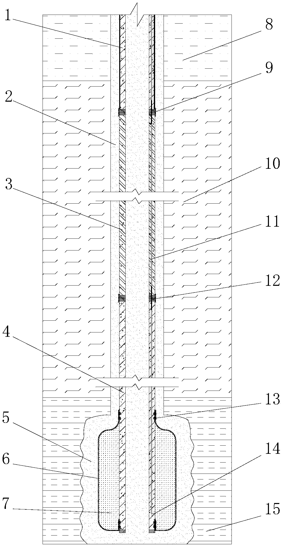 Bag bottom expanding rigid-flexible combined pile and construction method thereof
