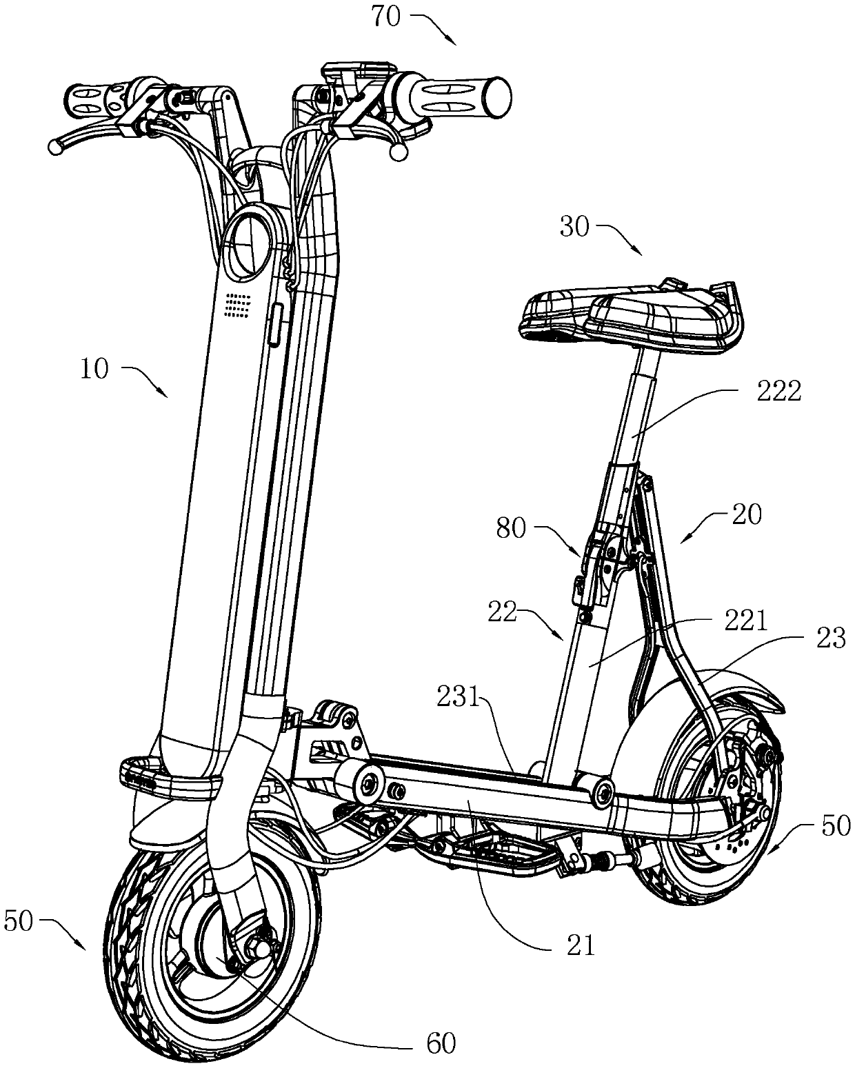 Foldable electric vehicle and frame and frame lock thereof