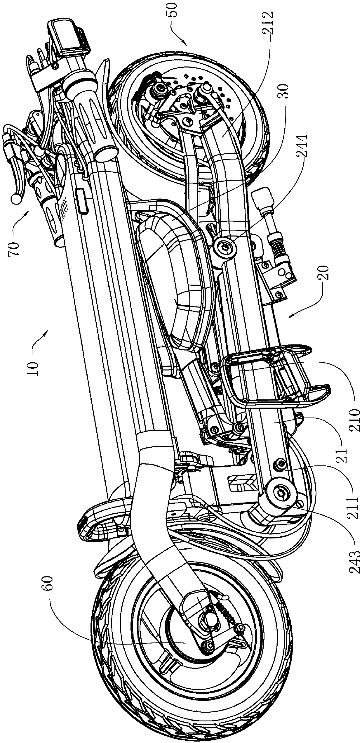 Foldable electric vehicle and frame and frame lock thereof