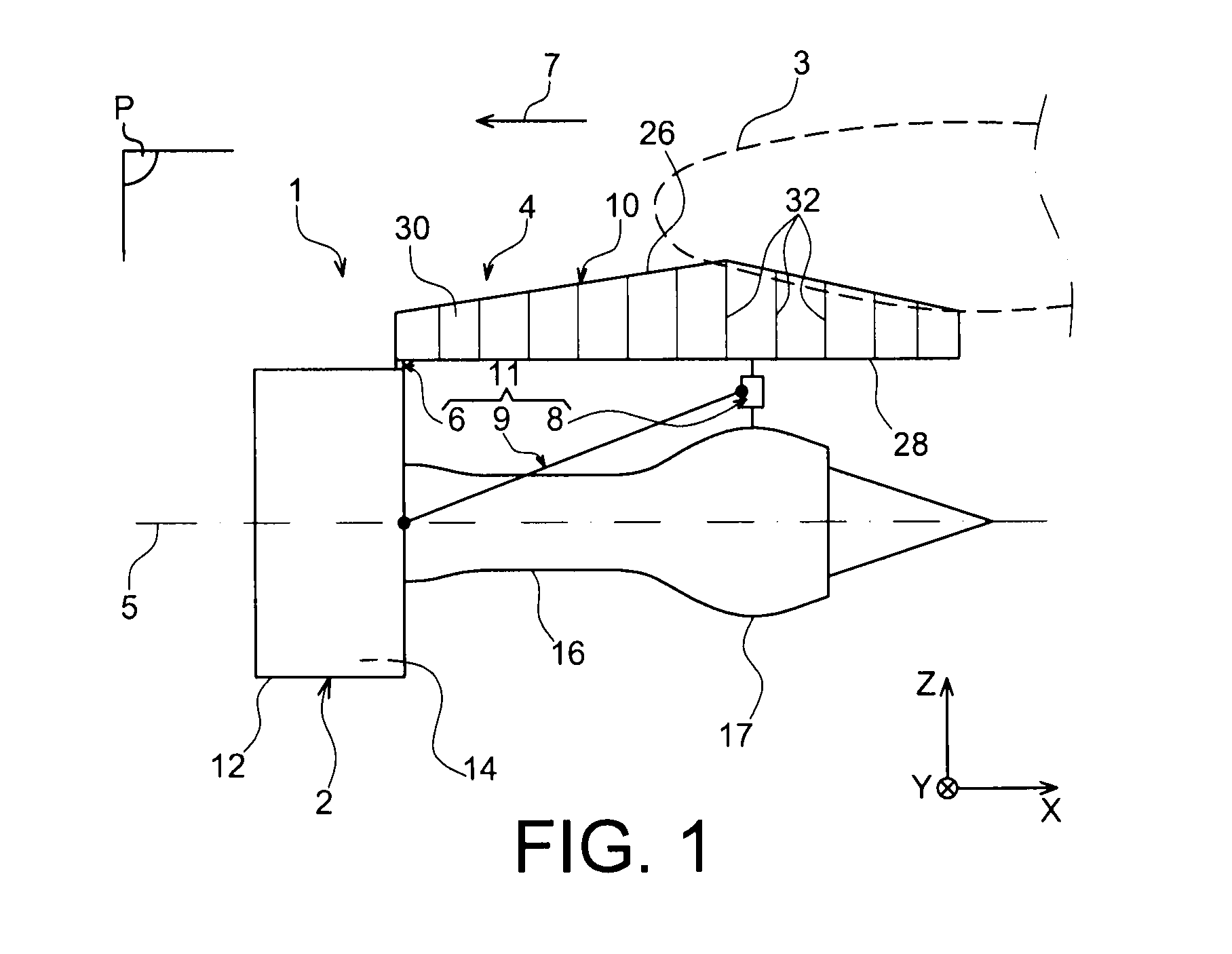 Engine mounting structure for aircraft having a beam spreader connected at four points