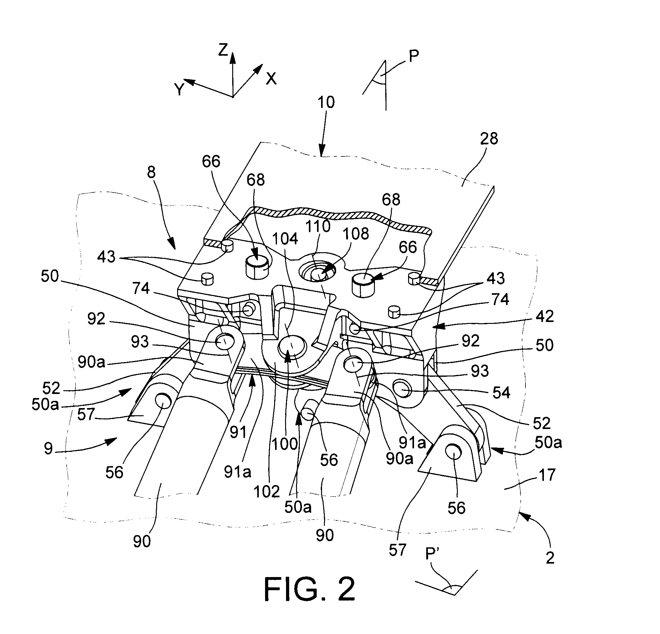 Engine mounting structure for aircraft having a beam spreader connected at four points