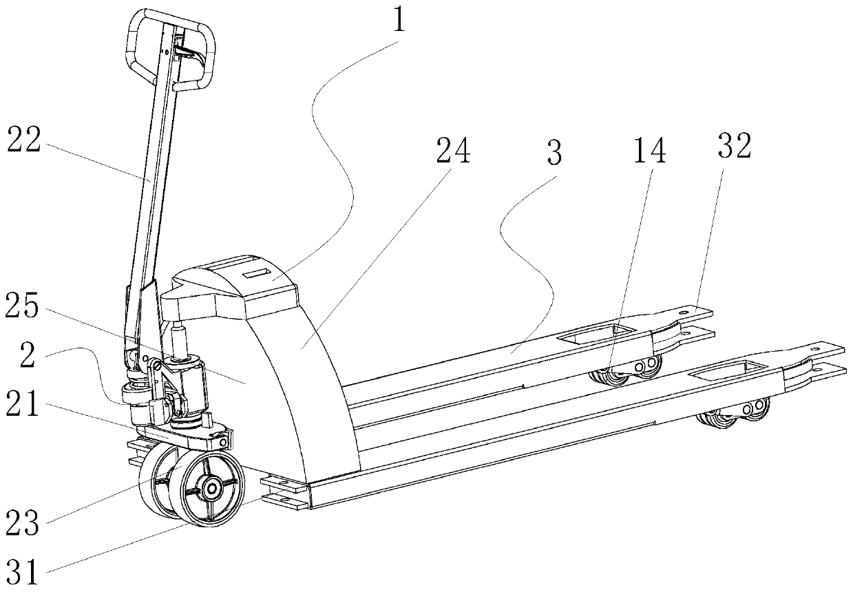 Hybrid electric tray forklift and movement method thereof