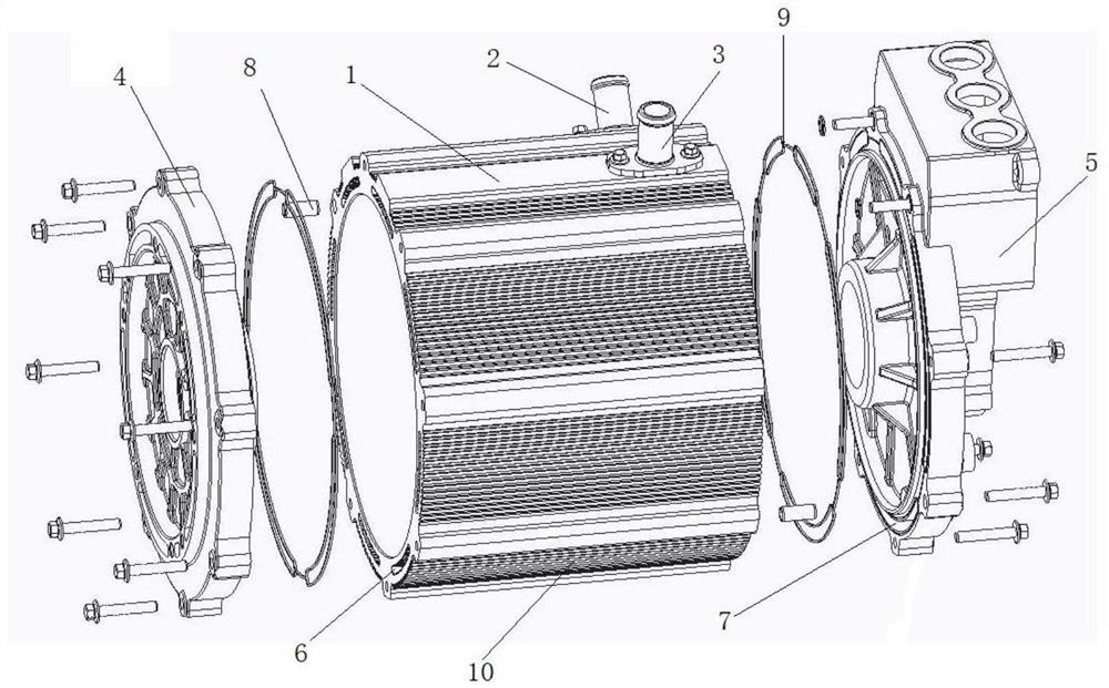 Welding-free water-cooled motor shell and motor thereof