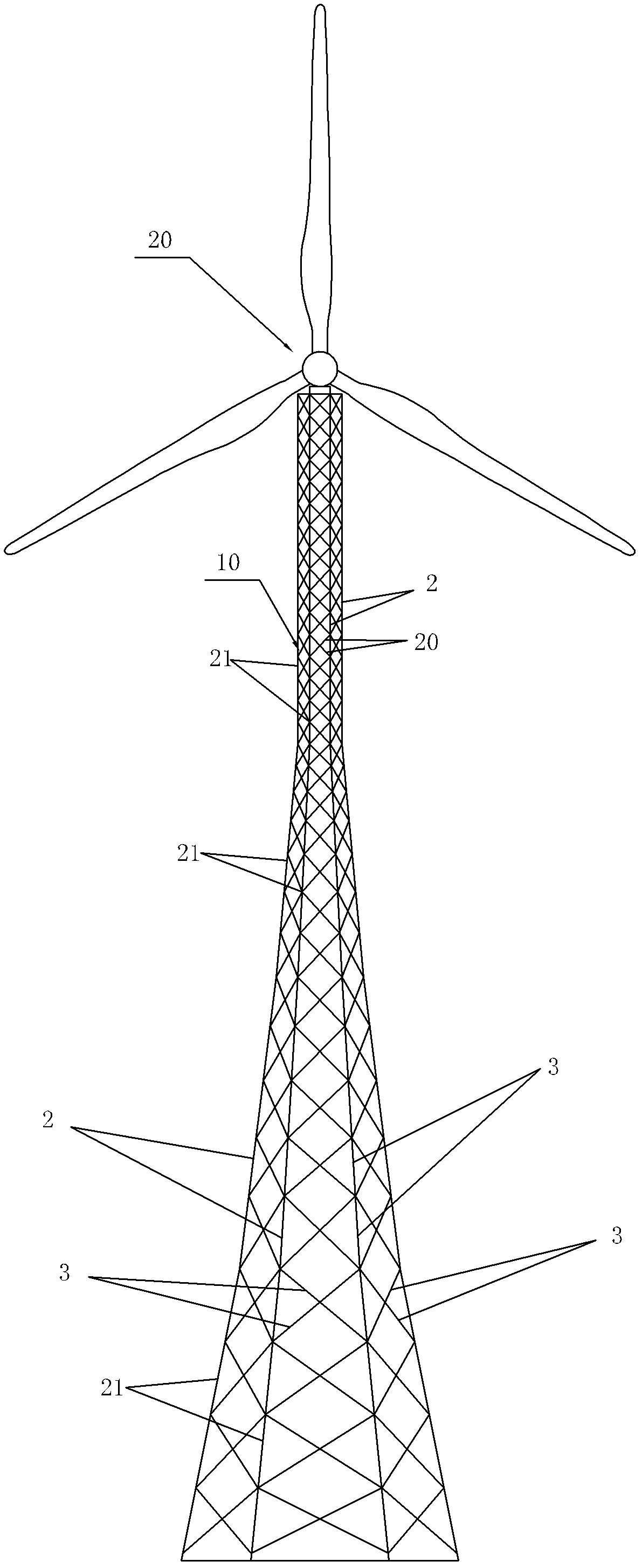 Hexagonal tower structure of wind driven generator