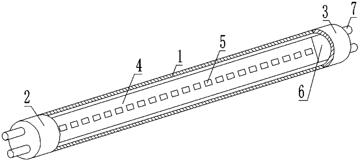 Silica gel lens-containing high optical power ultraviolet LED (Light Emitting Diode) lamp tube