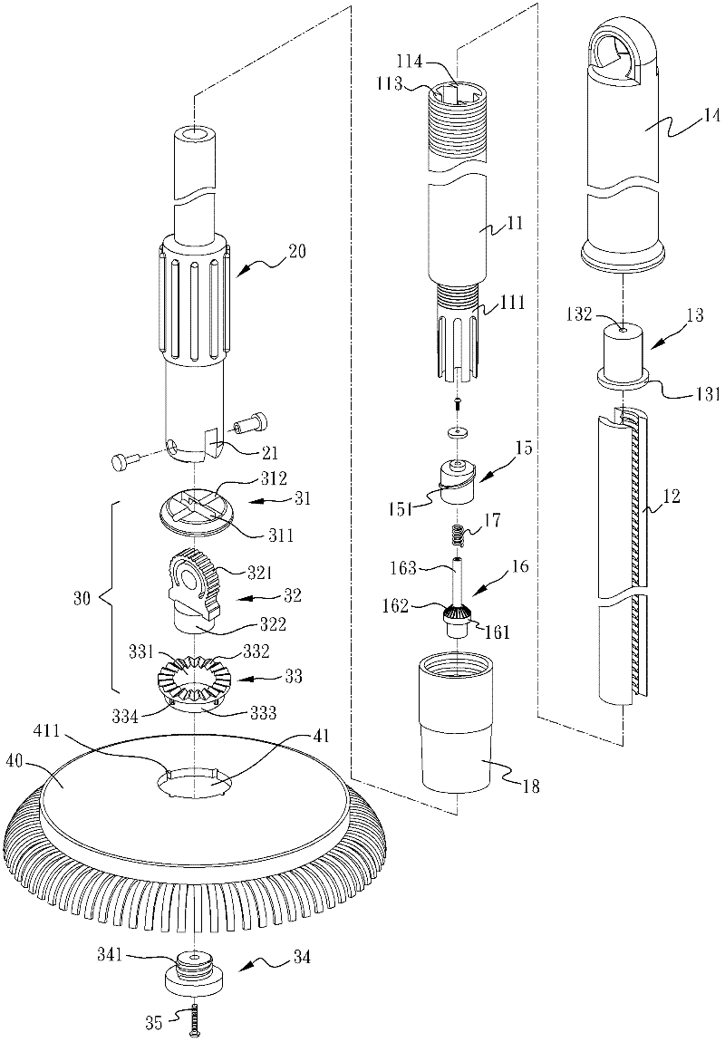 Spiral driving device and mop using same