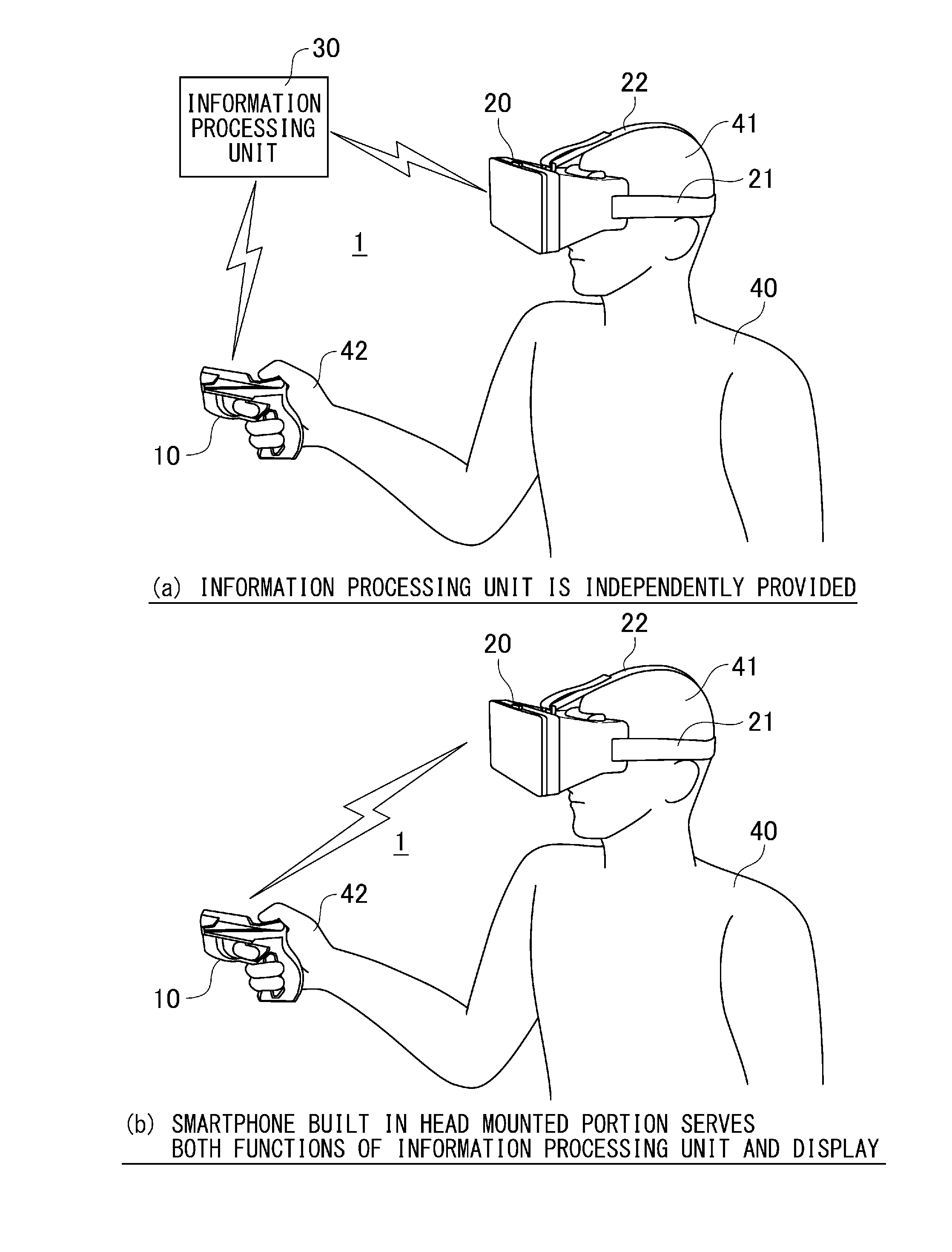 Information processing device including head mounted display