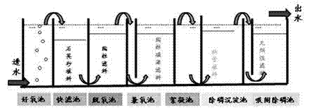 Method for treating micro polluted water by using biological nitrogen removal and physicochemical enhanced phosphorus removal combined process