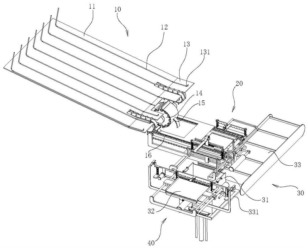 Pin guiding, conveying and crimping device