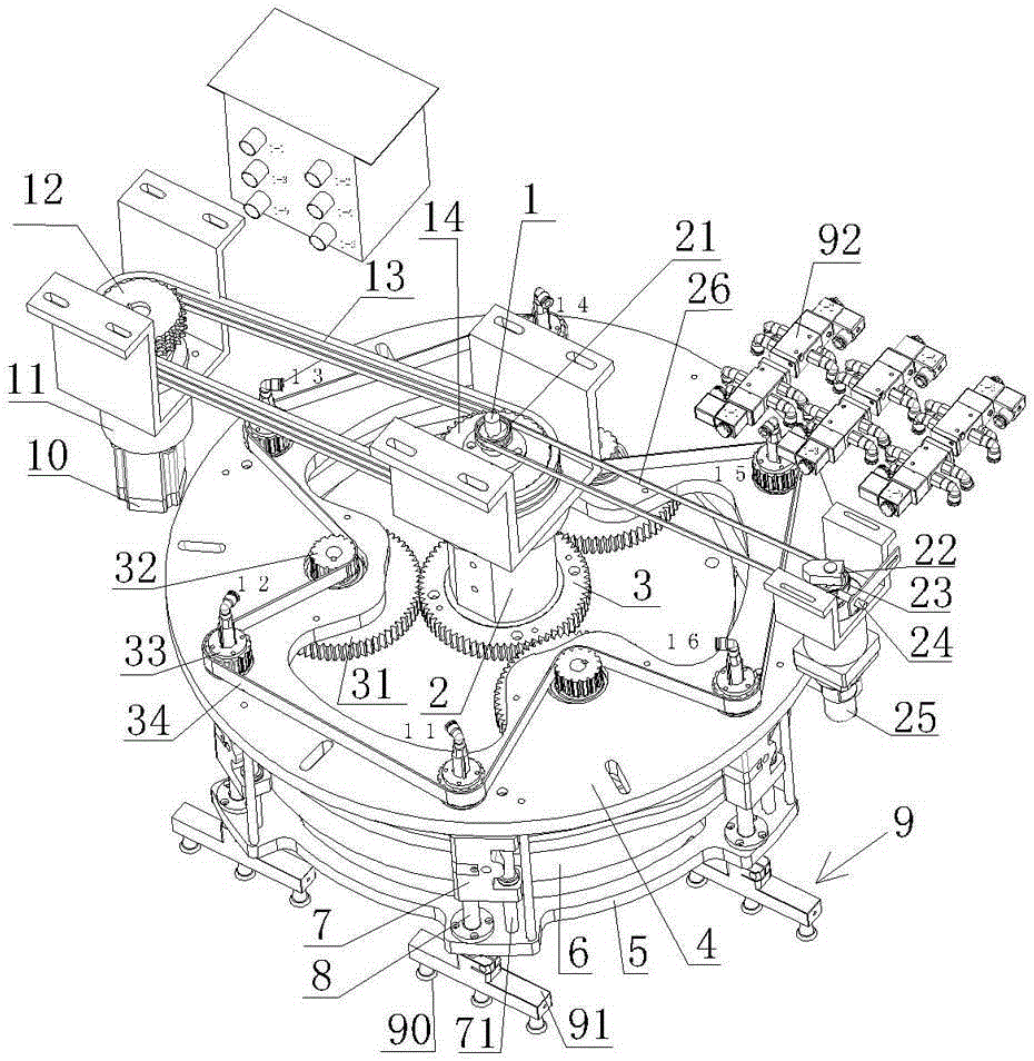 Directional rotating plate conveying device