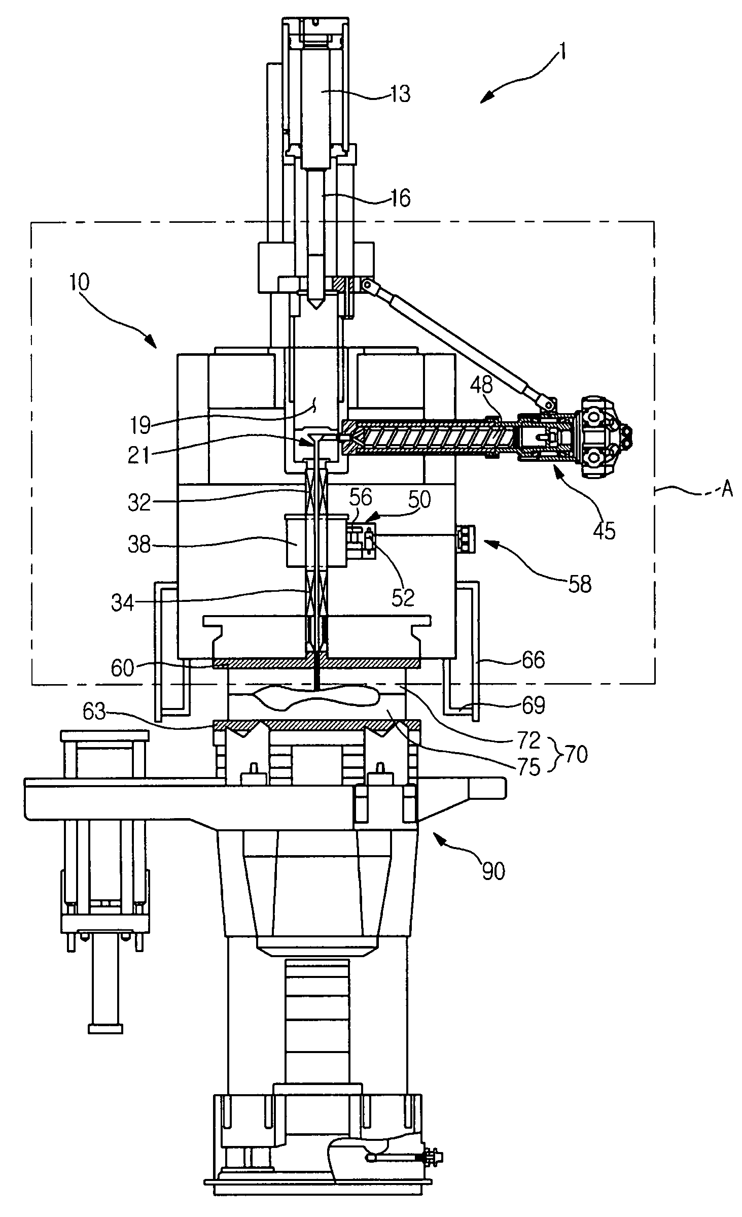 Injection apparatus having a microwave generation part