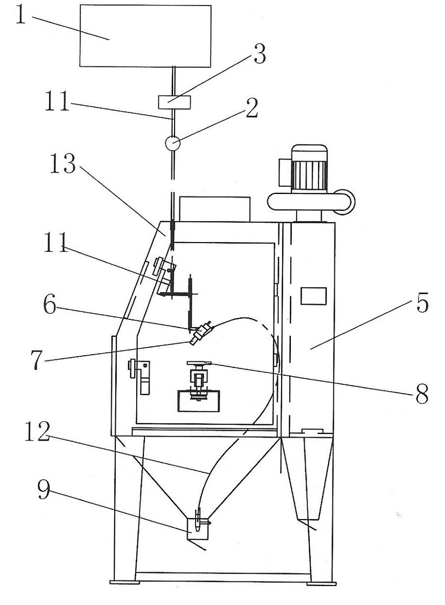 Jet type gas/solid erosion test device