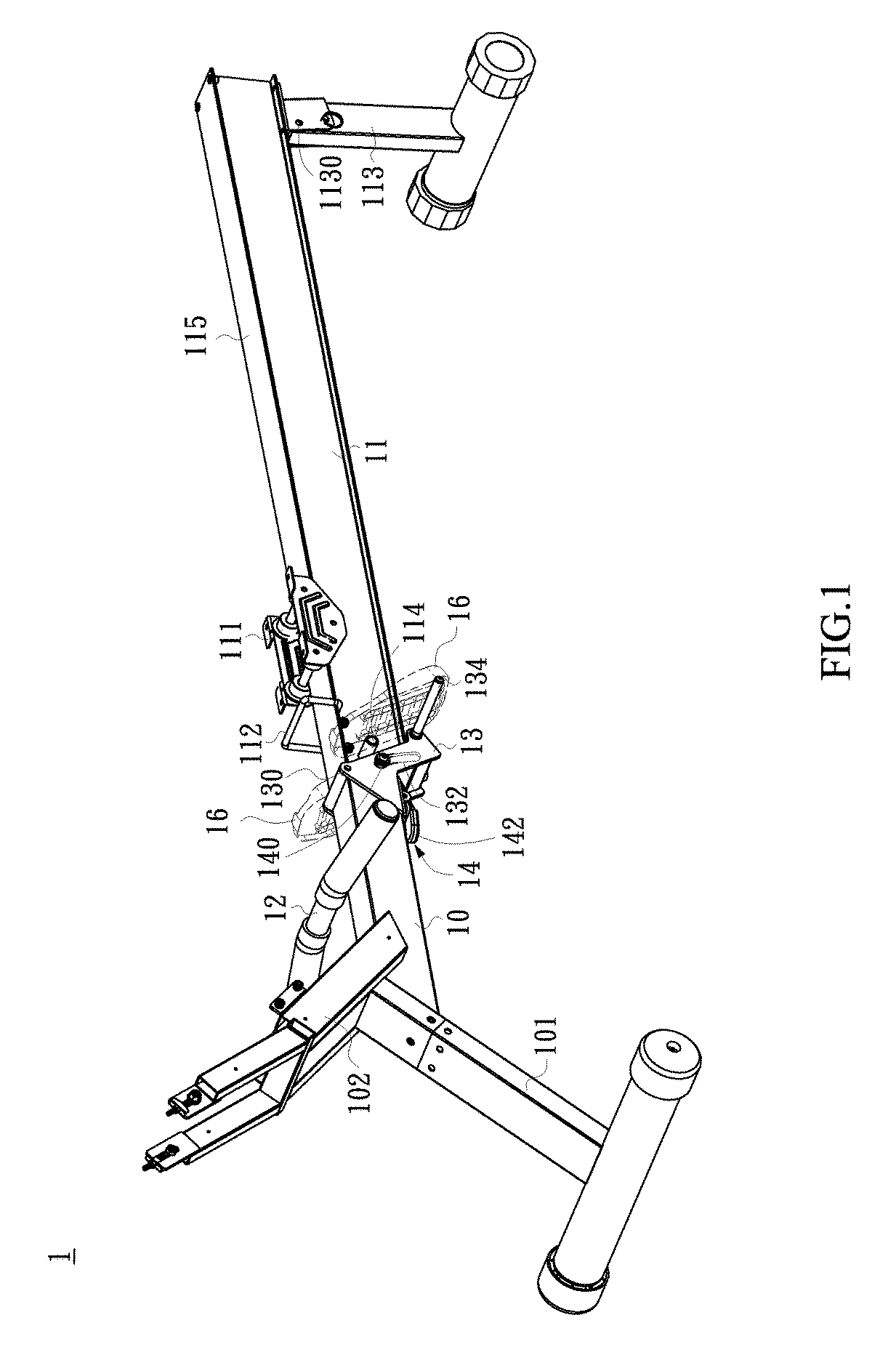 Folding mechanism of rowing machine
