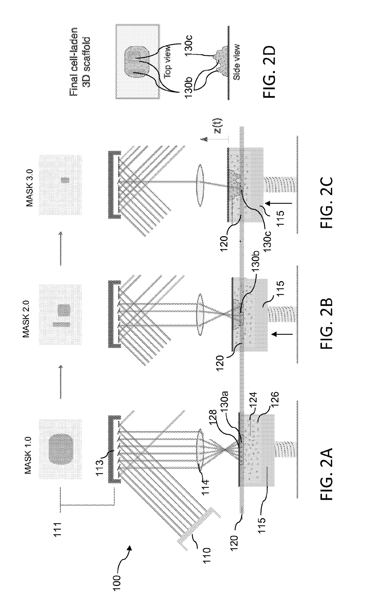 Layerless bioprinting via dynamic optical projection and uses thereof