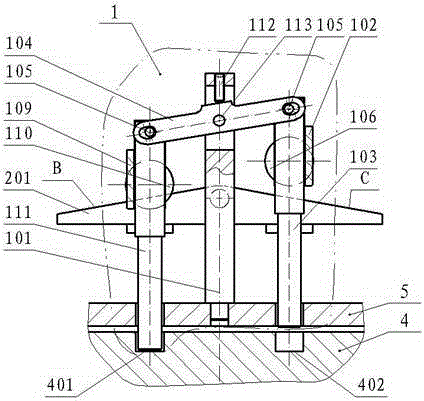 A seesaw type hydraulic control pin reversing reset device for power tongs