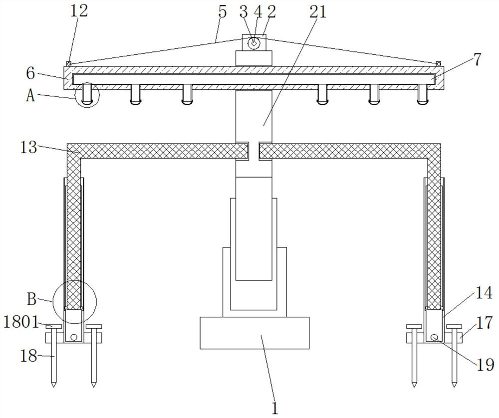 Supporting frame with watering function for grape planting