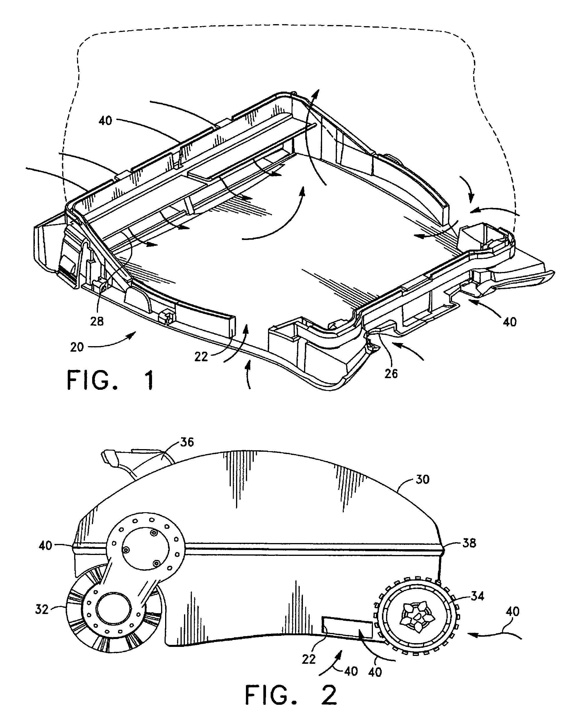 Pool cleaning vehicle having side vents and ducts