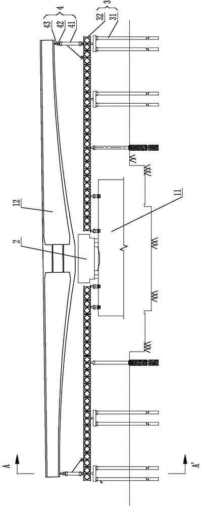 Balance weighing structure and balance weighing method for horizontal rotating construction of box girder bridge
