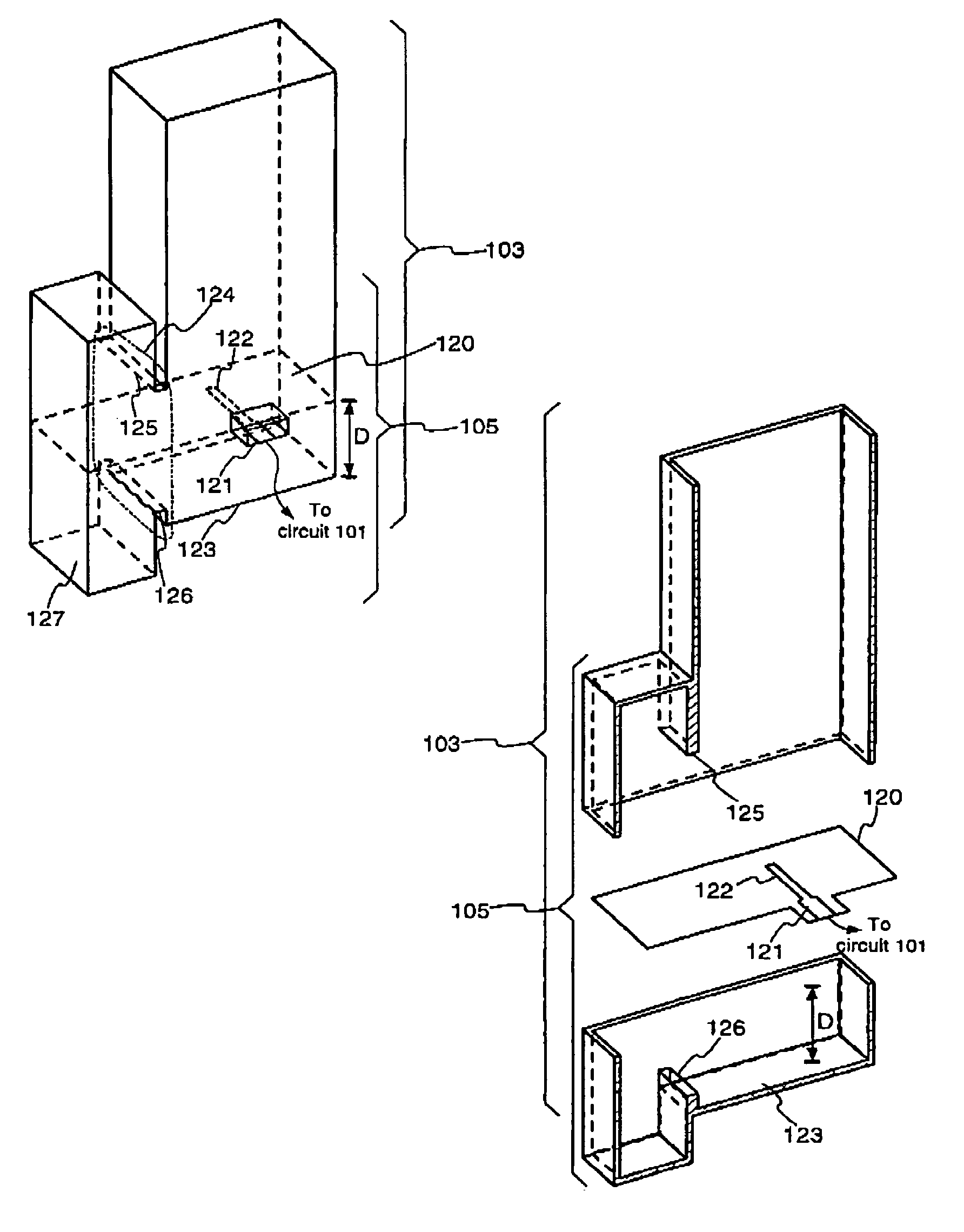 Transition between a microstrip circuit and a waveguide including a band stop filter and outside transmission reception unit incorporating the transition