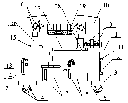 A crankshaft polishing support device with self-cleaning function