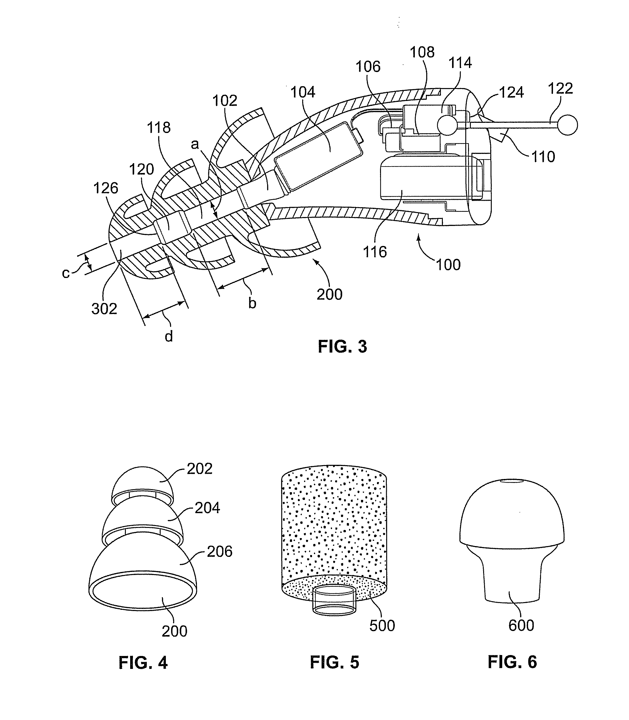 Electronic earplug with transistor switching for introducing electronic control of the gain and providing audible switch indications