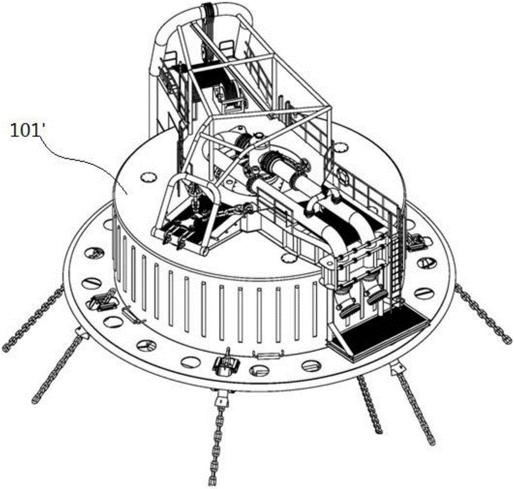 Single point mooring transferring buoy and multi-column type floating body thereof