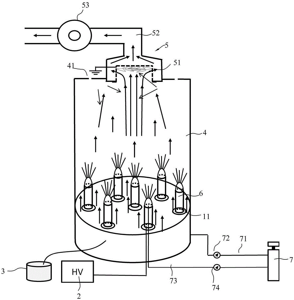Bubble electrostatic-spinning device by utilizing negative pressure