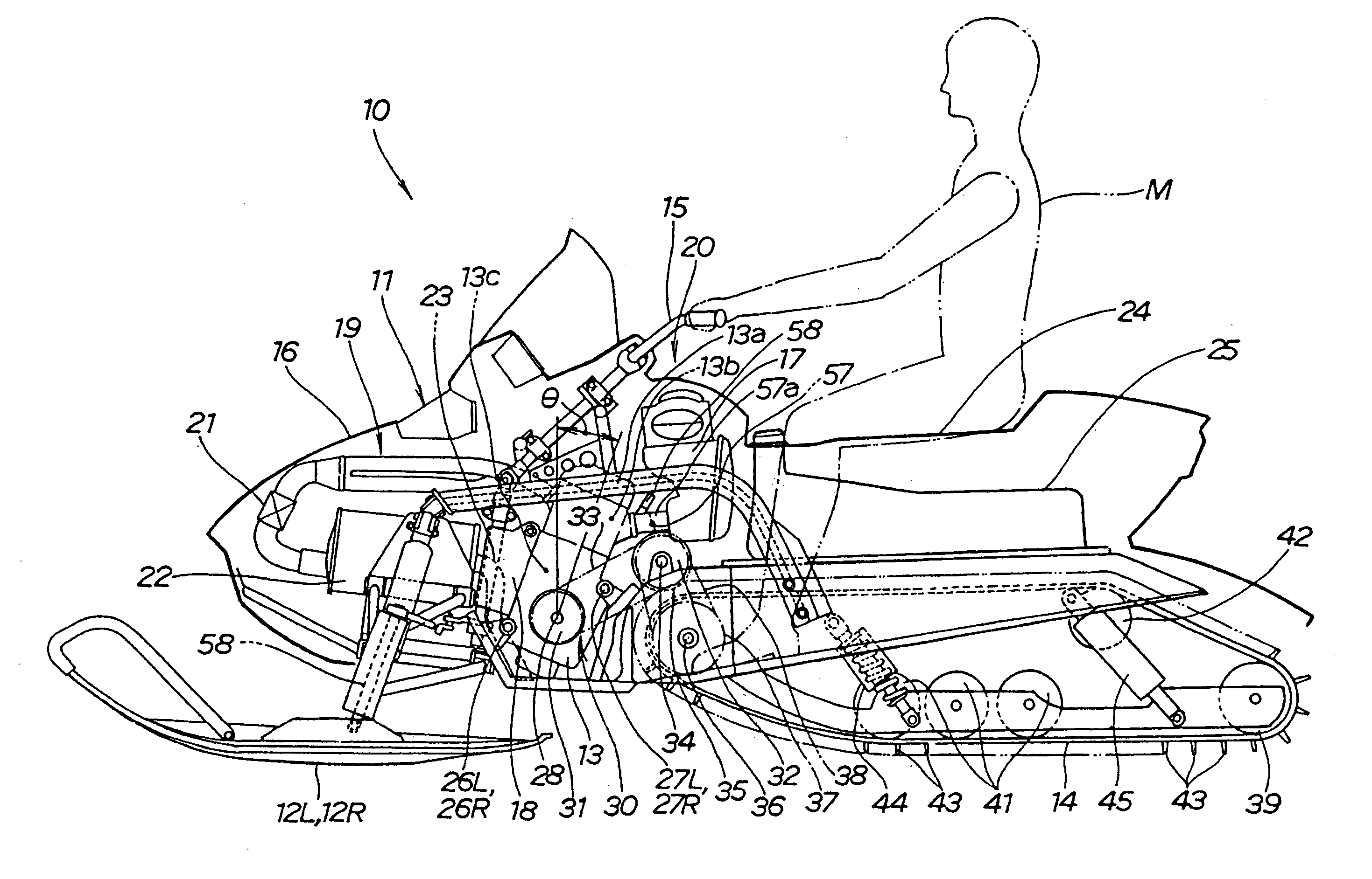 Snowmobile with improved air intake structure