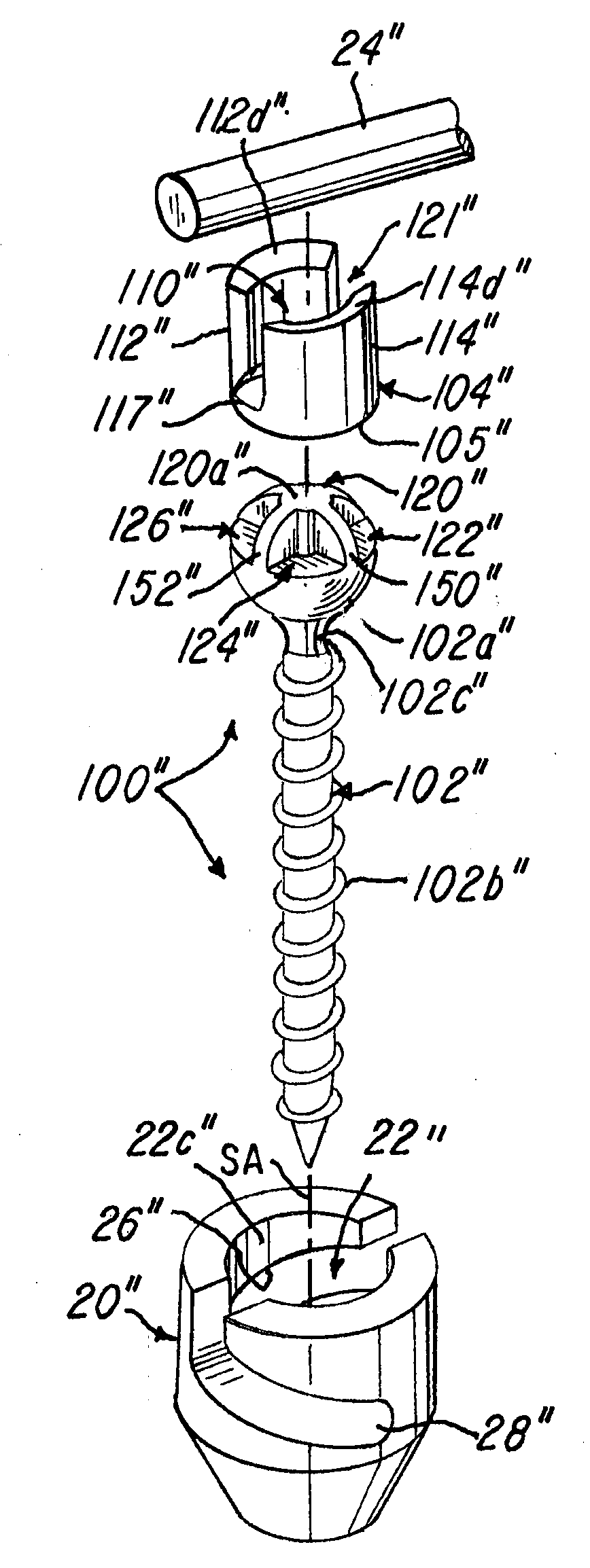 Capless multiaxial screw and spinal fixation assembly and method