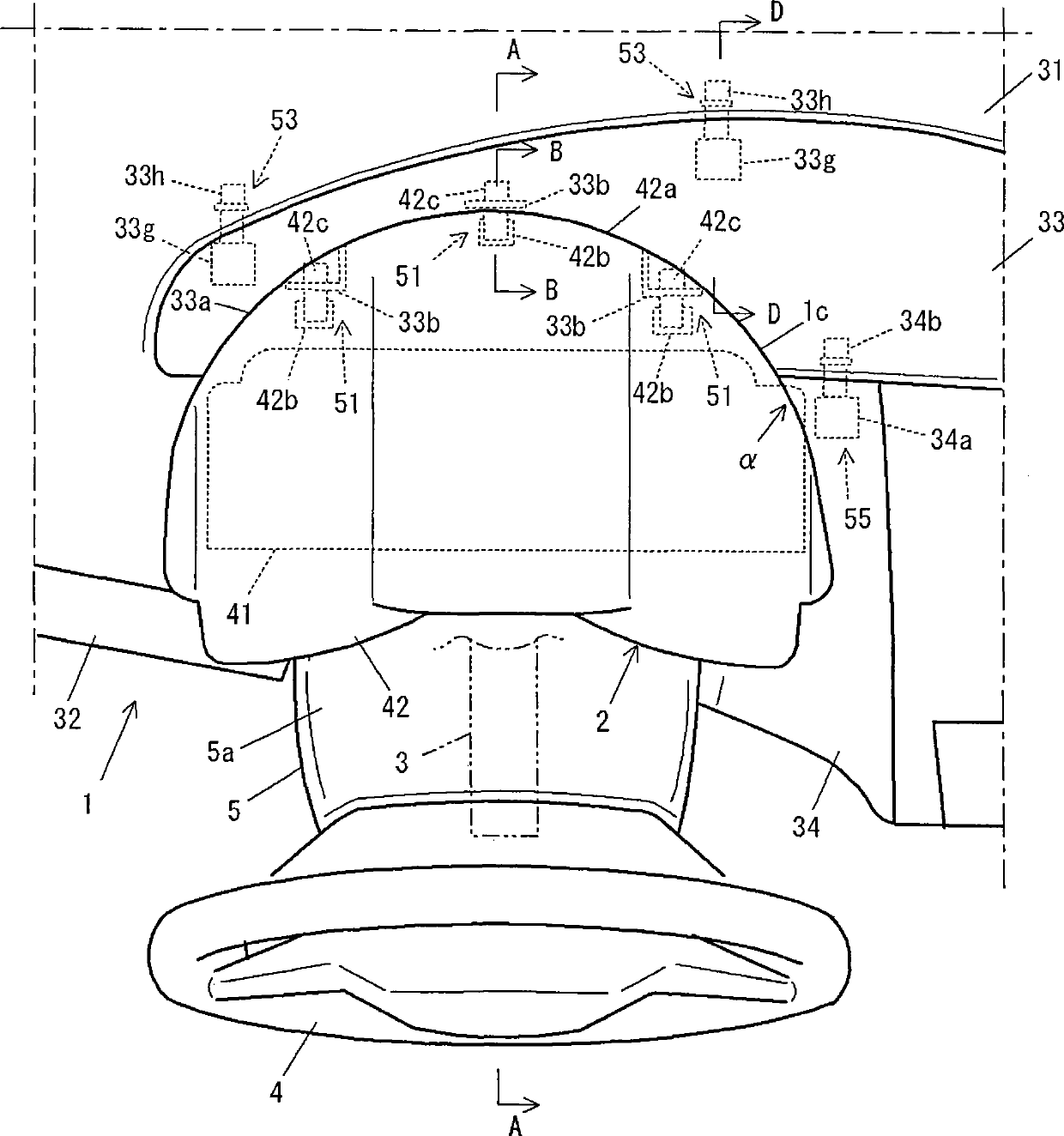 Structure of instrument panel area of vehicle