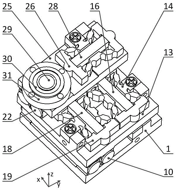 Stick-slip inertia based serial three-degree-of-freedom piezoelectric precision driving platform