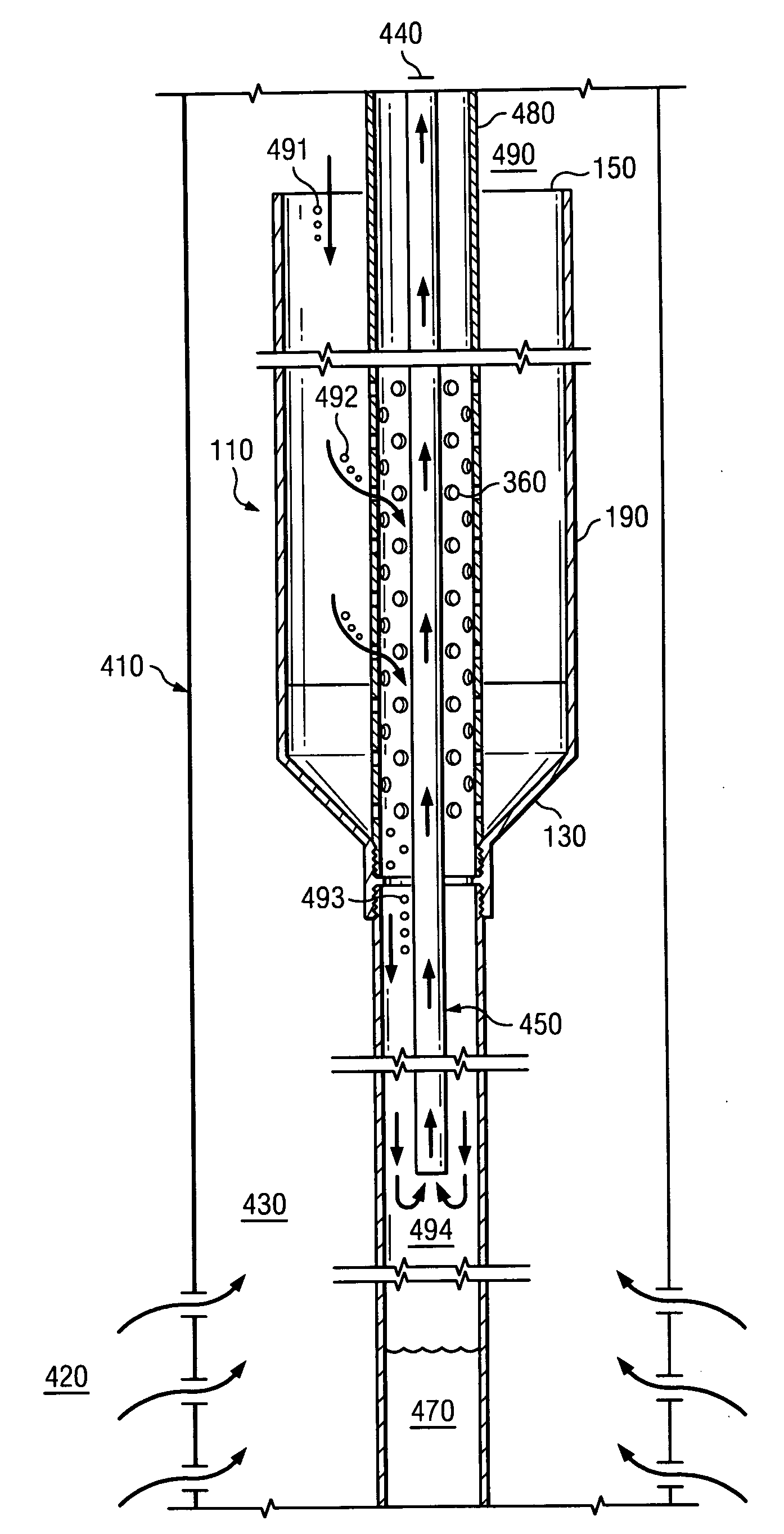 Columnar downhole gas separator and method of use
