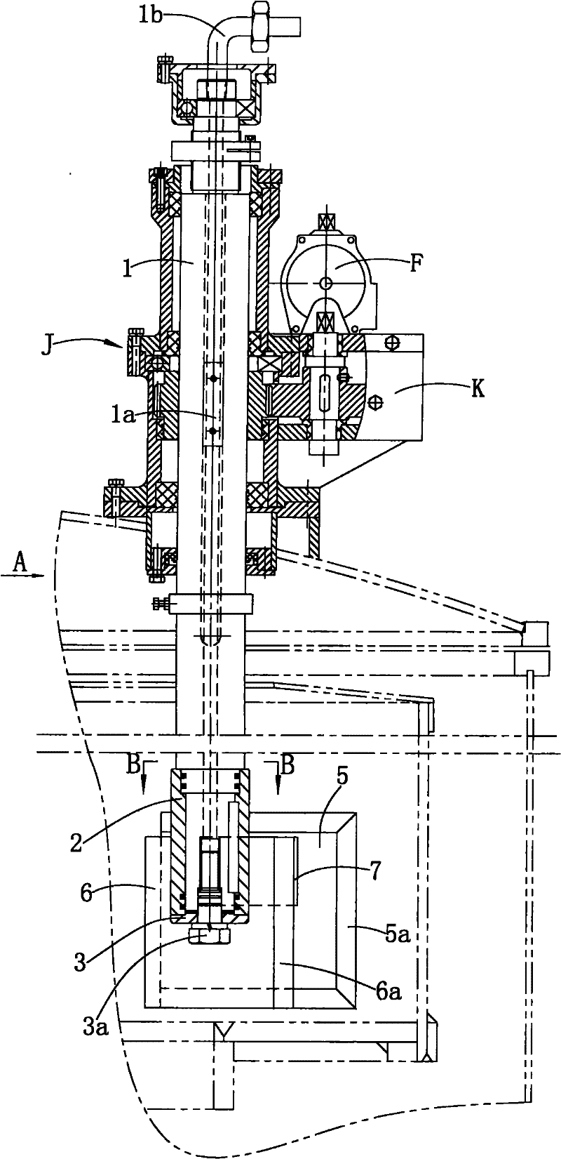 Blowing structure for unloading device of vertical centrifuge