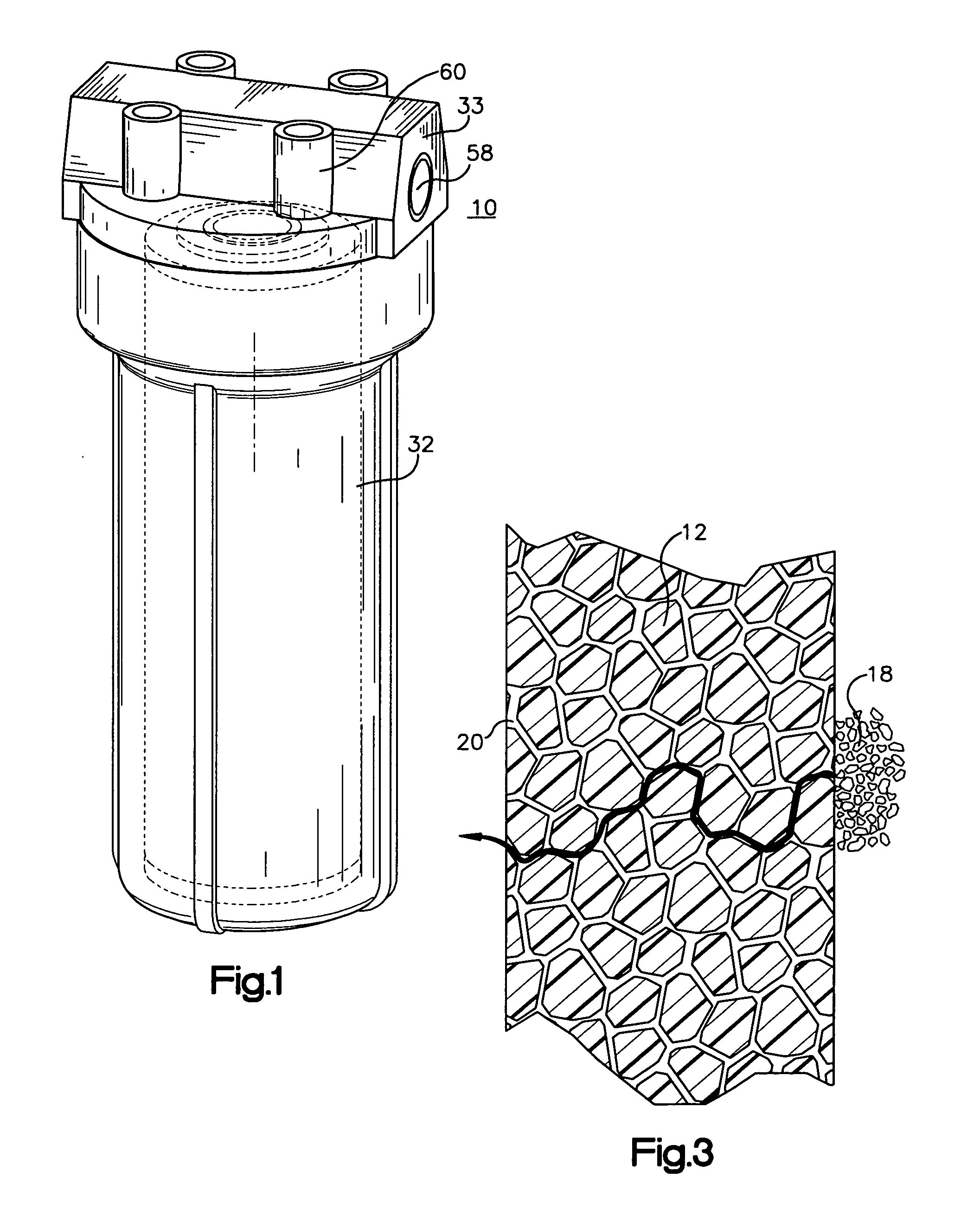 Treatment of liquid using porous polymer containment member