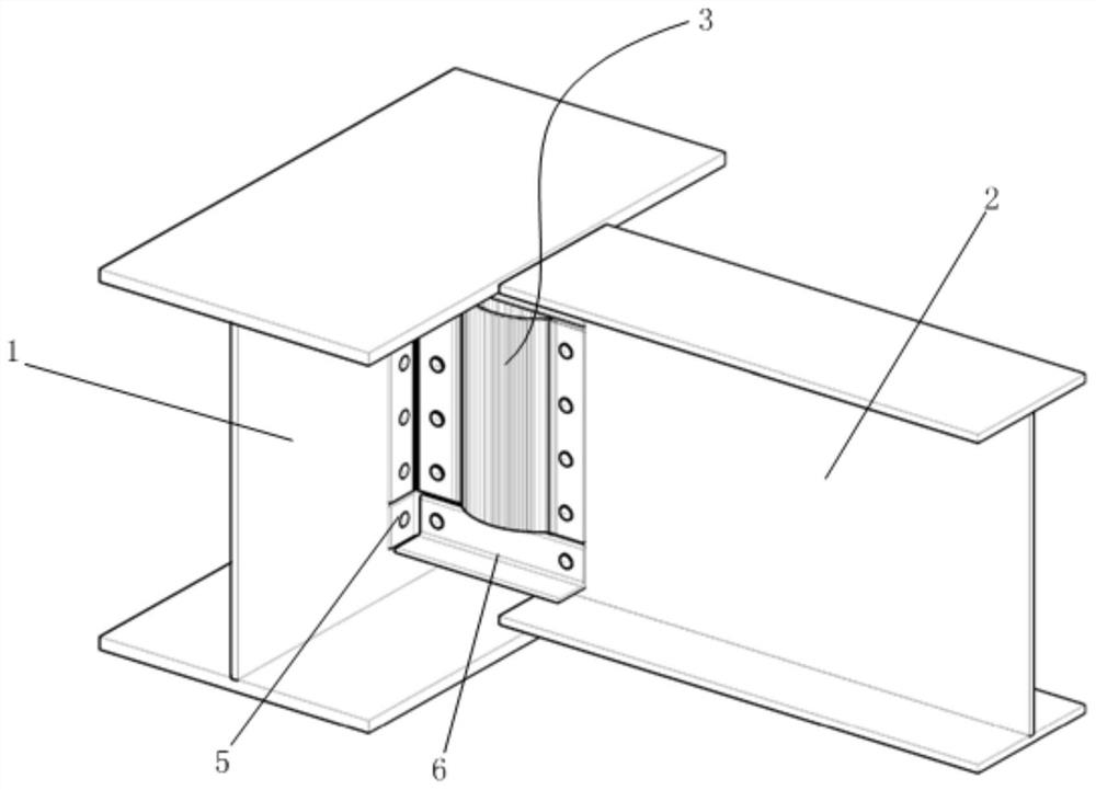 Buckling-resistant steel structure primary and secondary beam connecting joint