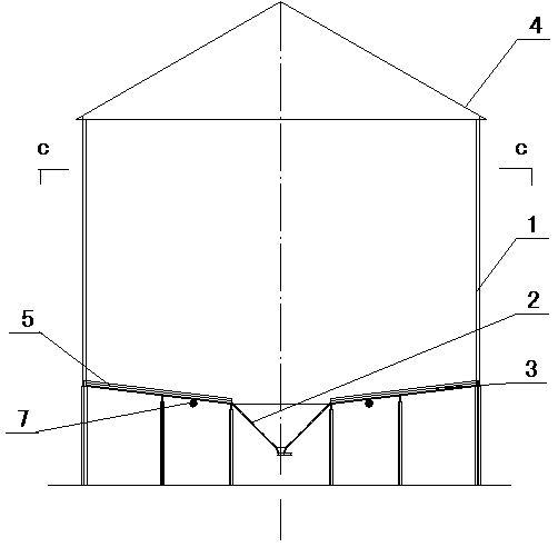 Vibration unloading silo with central discharge hopper and unloading method