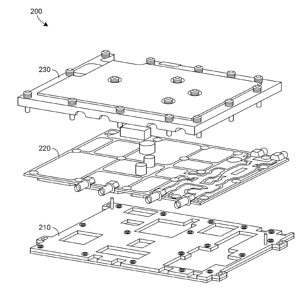 Laminated punched sheet metal electronic enclosure/shield with integrated gaskets