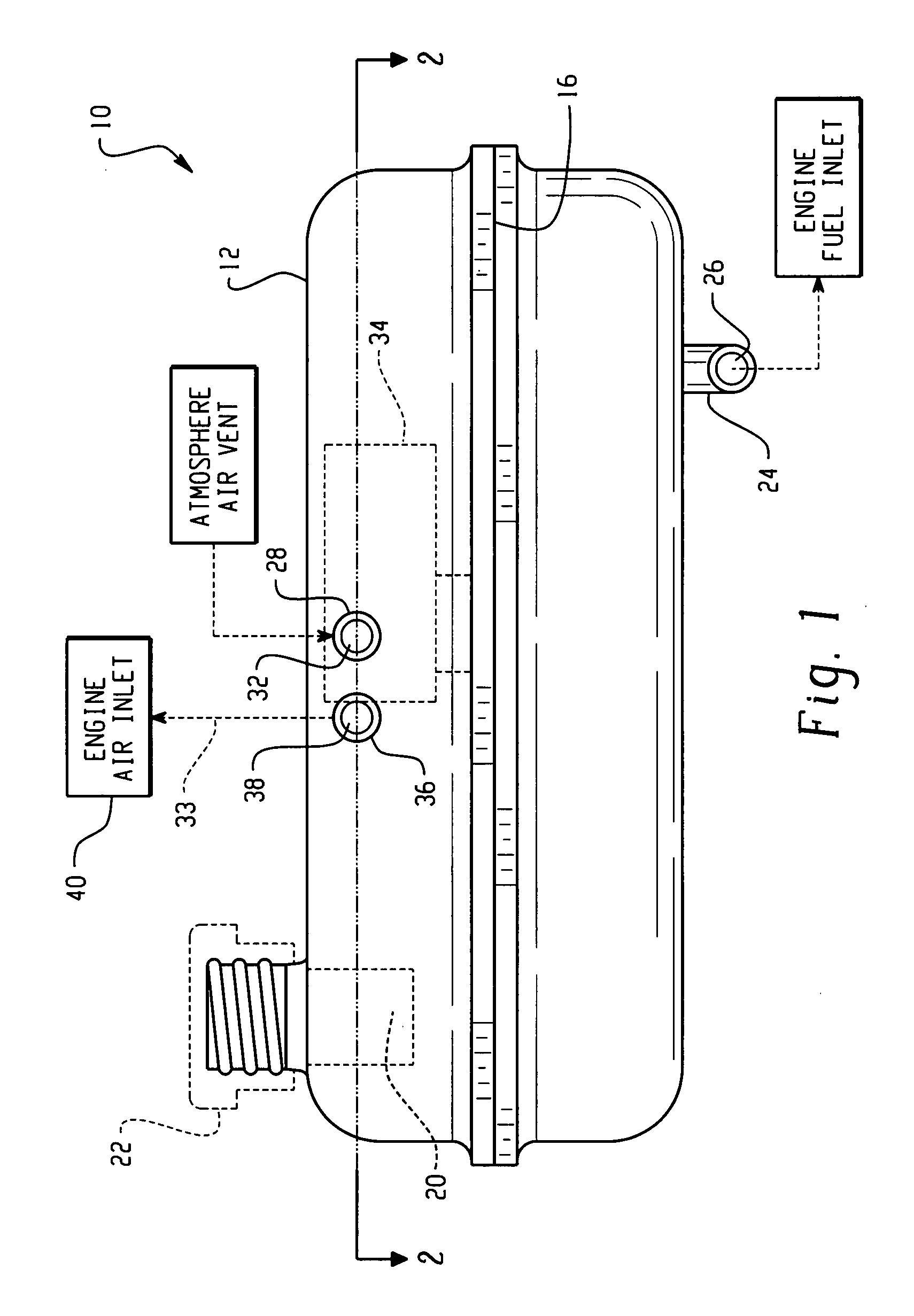 Small engine fuel tank with integrated evaporative controls