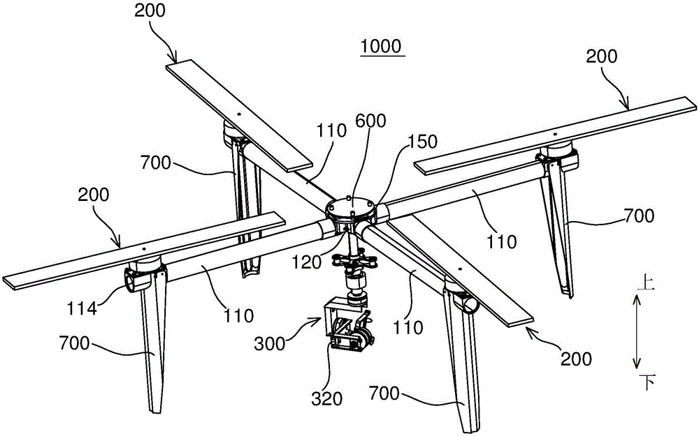 Downwards foldable-type multi-rotor wing unmanned aerial vehicle