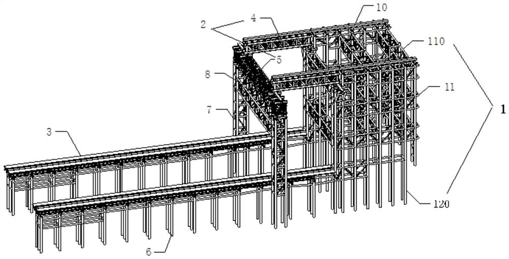 Bridge shoal large-tonnage beam section hoisting support and construction method thereof