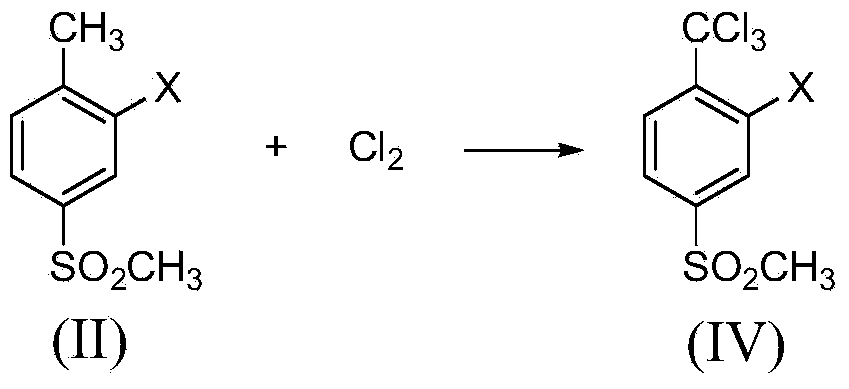 2-substituent-4-methylsulfonyl-alpha,alpha,alpha-trichlorotoluene, and preparation method and application thereof