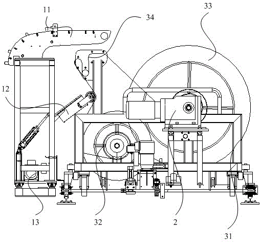 Cord fabric take-up device