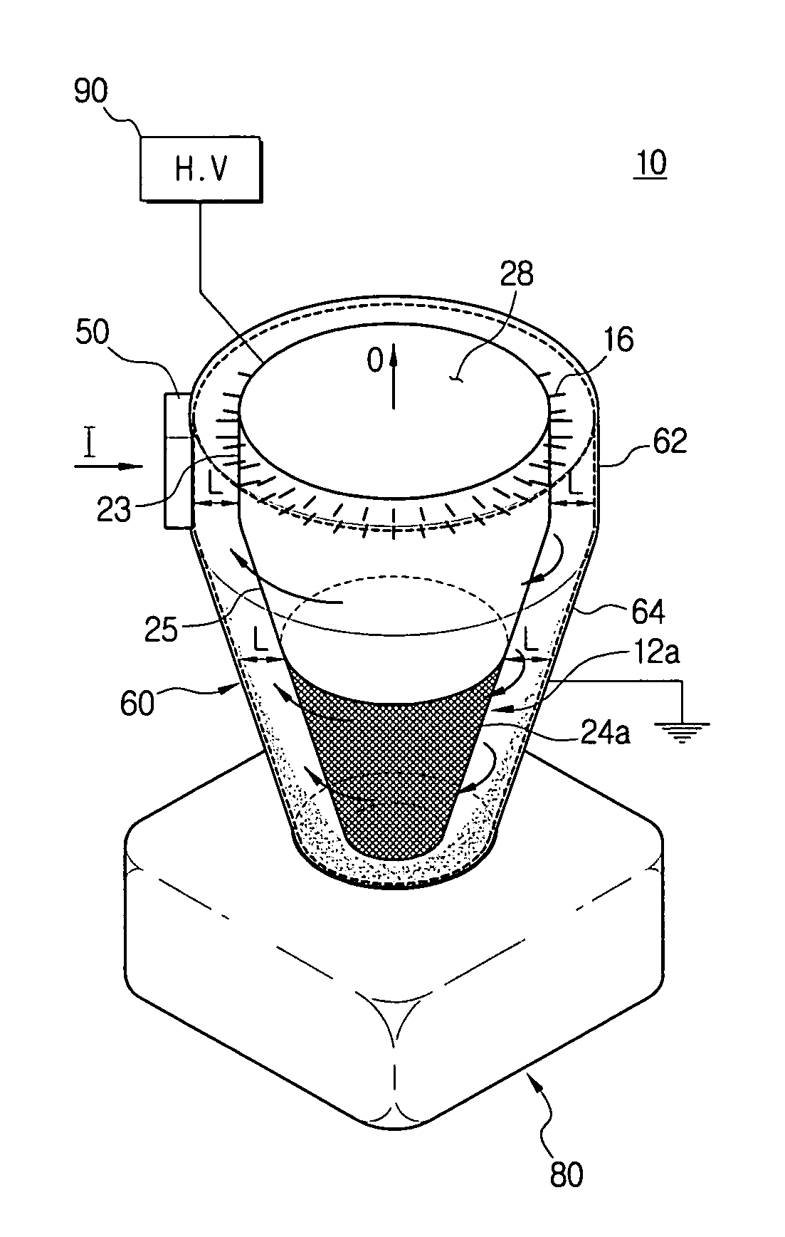 Cyclone dust-separating apparatus with discharge electrodes