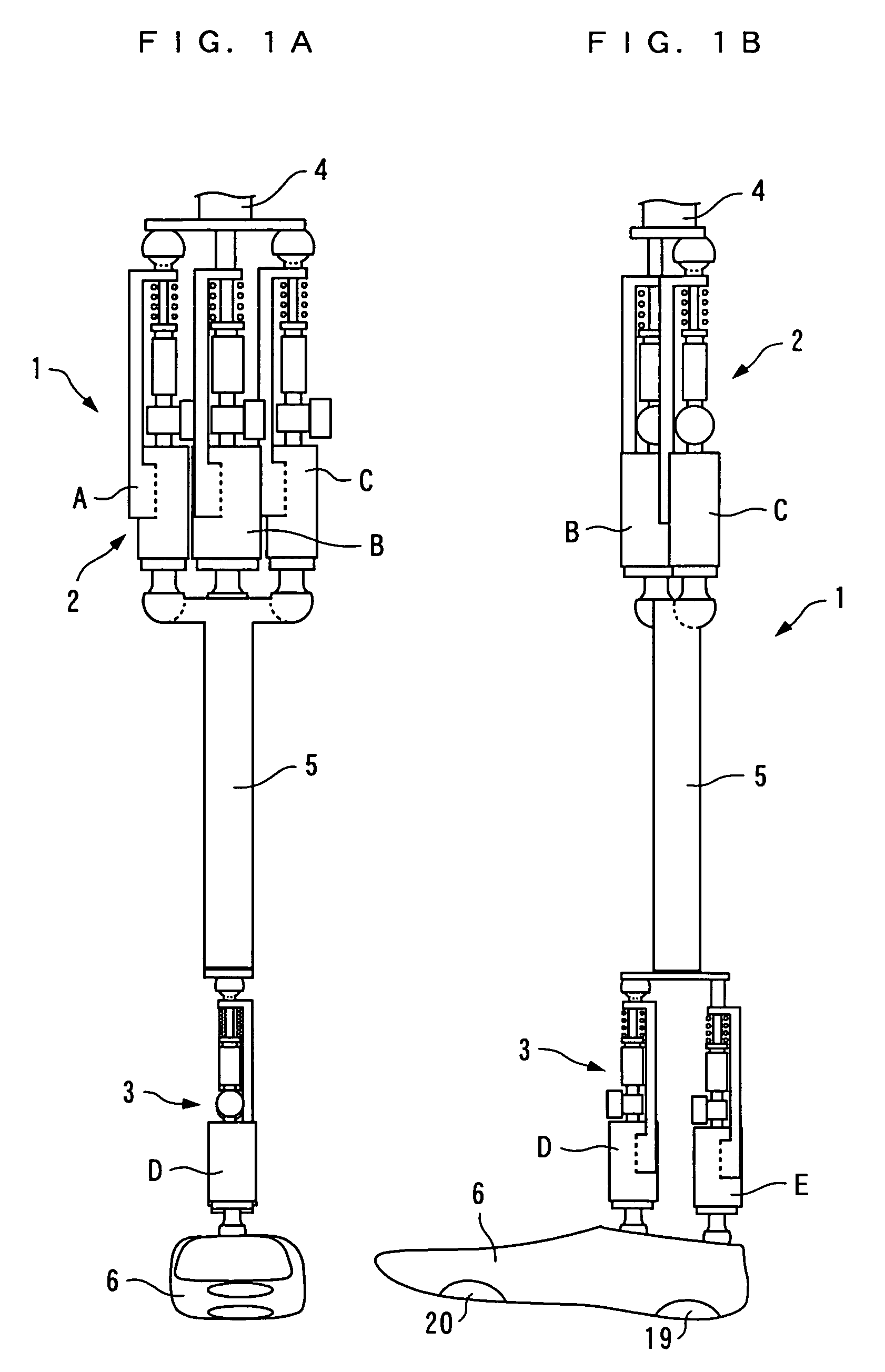 Joint device for artificial leg, method of controlling the joint device, and control unit