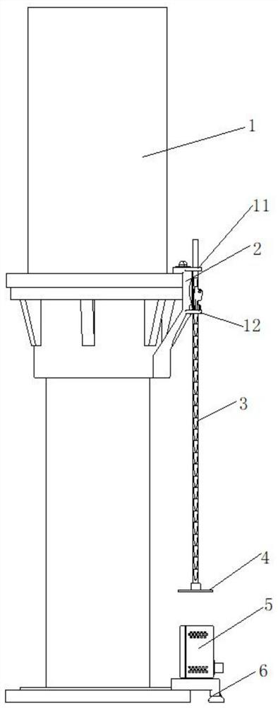 Laser measuring device for deflection of leveling oil cylinder