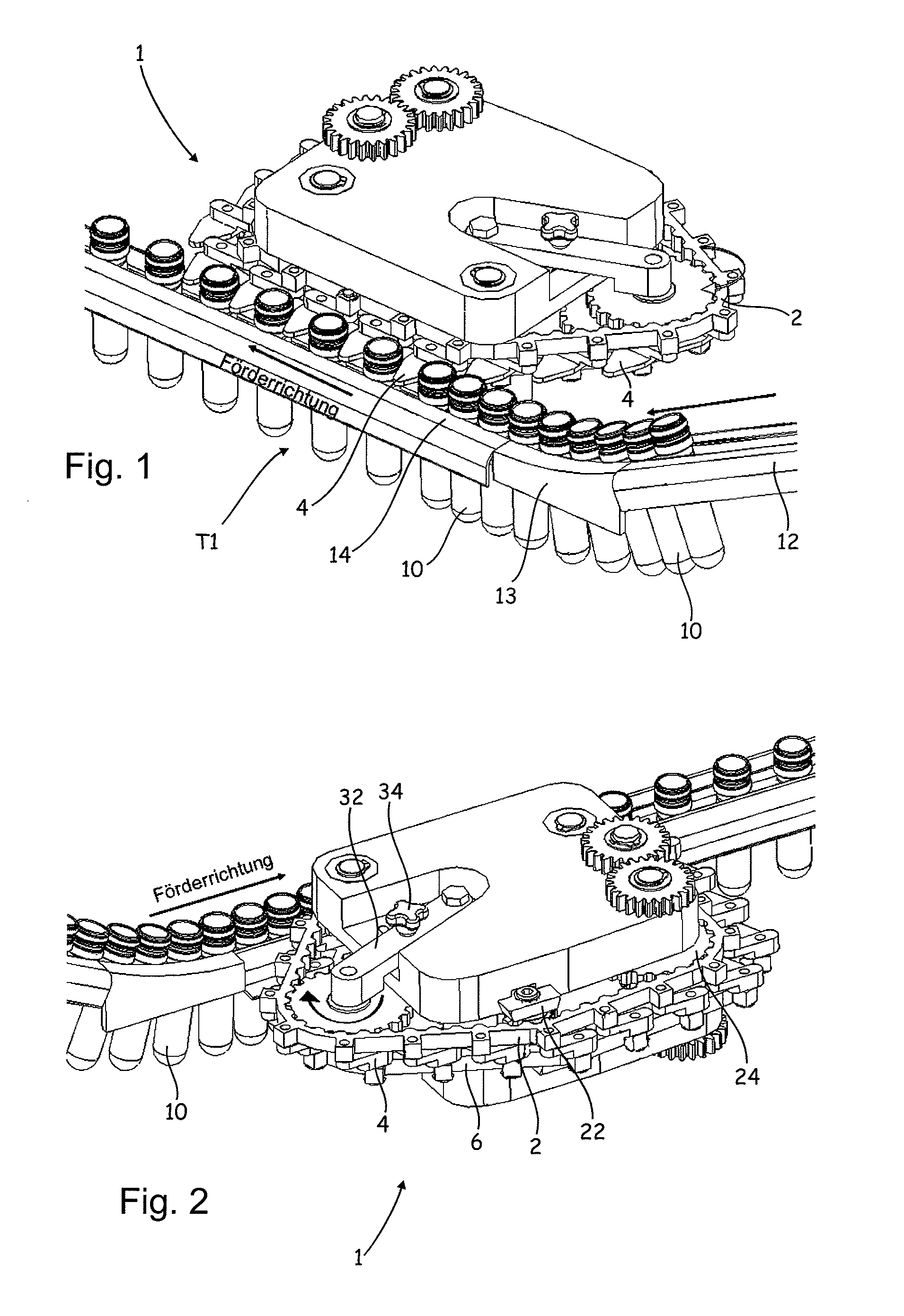 Apparatus for the conveying of plastics material pre-forms with continuous feed