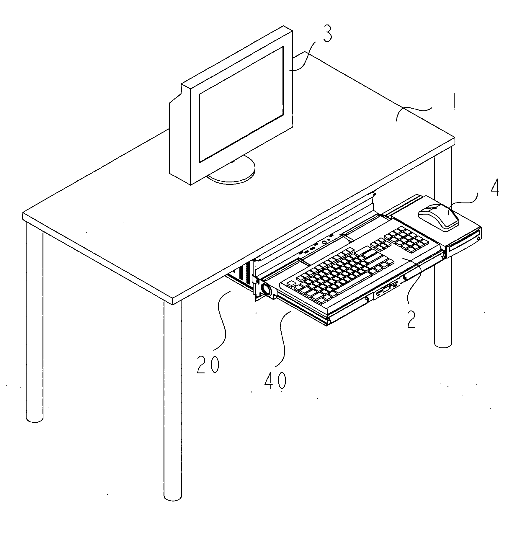 Ergonomic pull-out computer housing