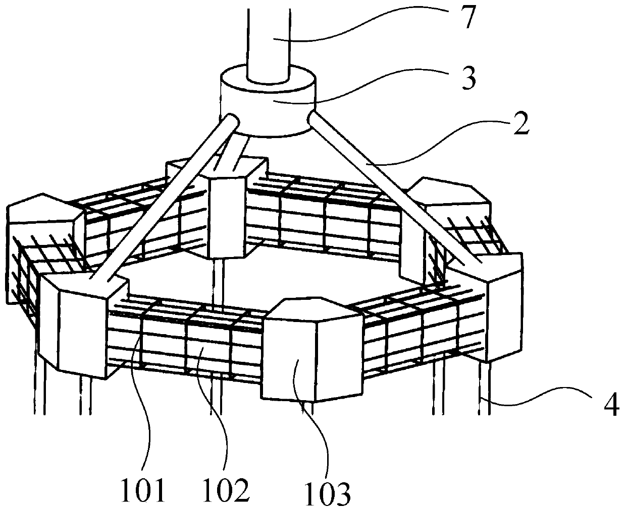 Floating type draught fan foundation