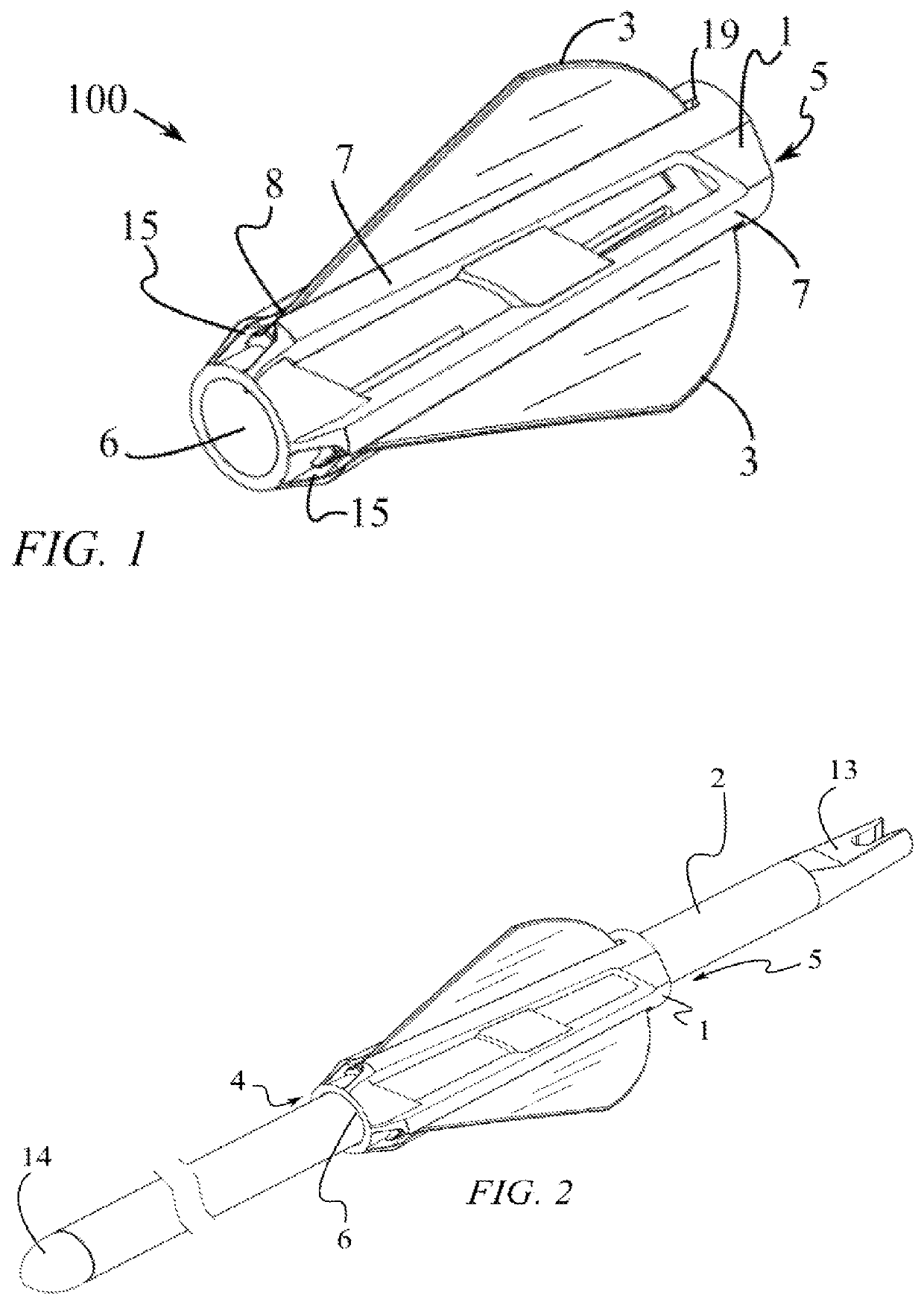 Arrow fletching apparatus with tapered body